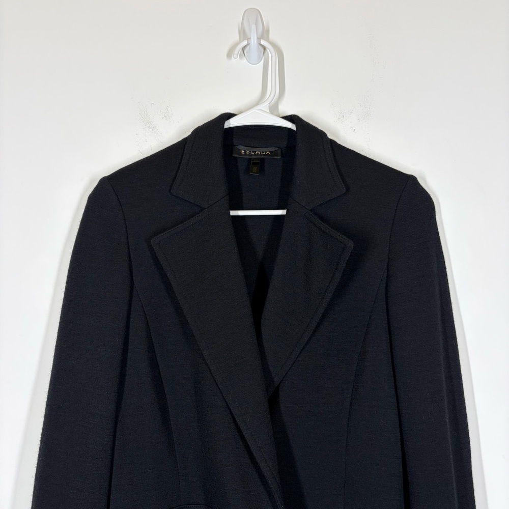 Escada 100% Wool Black Knit Sweater Blazer Size 34 or US 4 - Picture 3 of 8